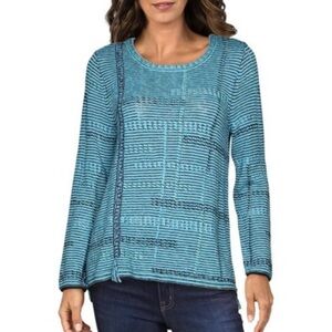 NIC + ZOE Turquoise Textured Knit Tunic Sweater Cotton Blend NWT Plus 2X NEW